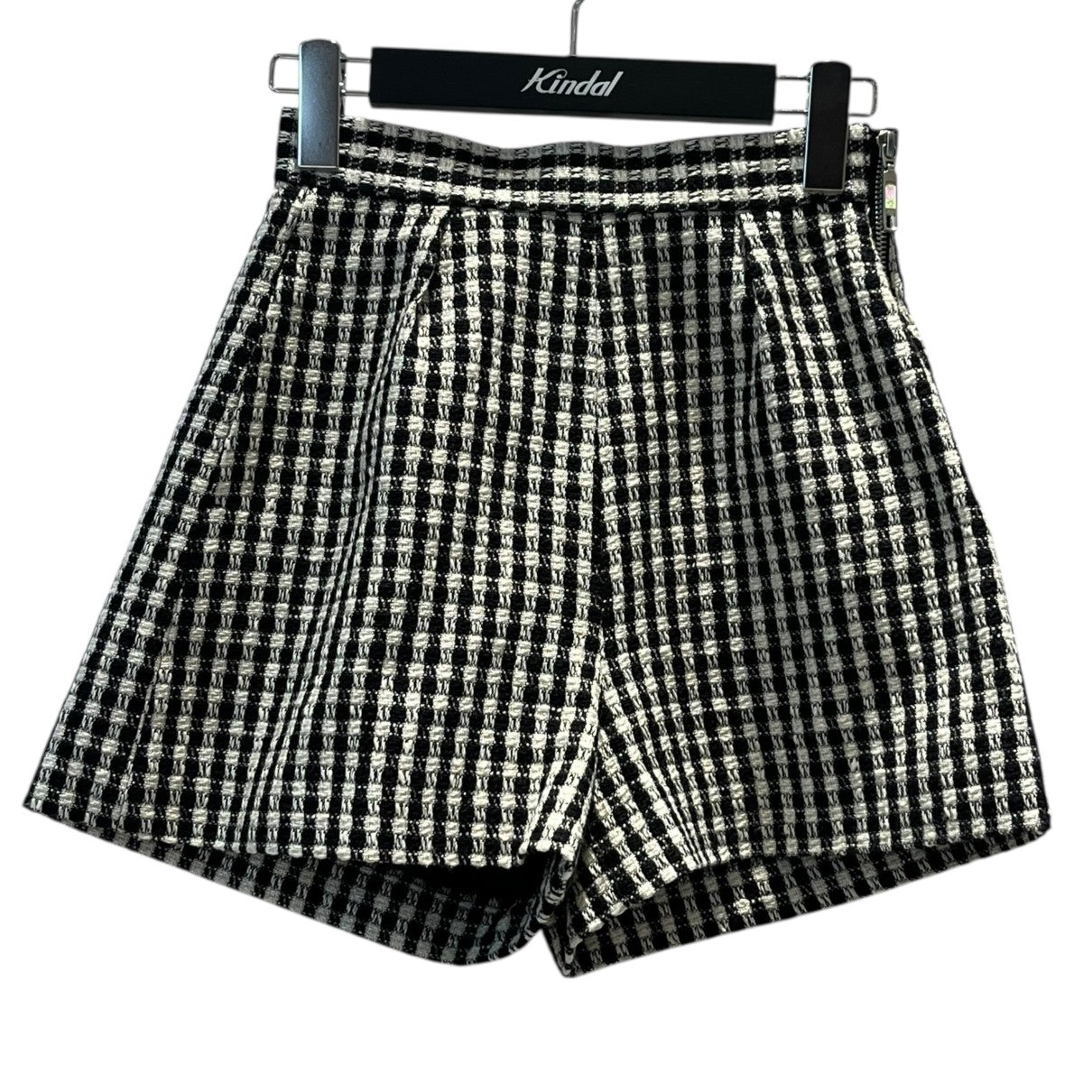 シェリエ　sheller Joliキュロットパンツ　グレーチェック sheller(シェリエ) チェックショートパンツ ホワイト×ブラック