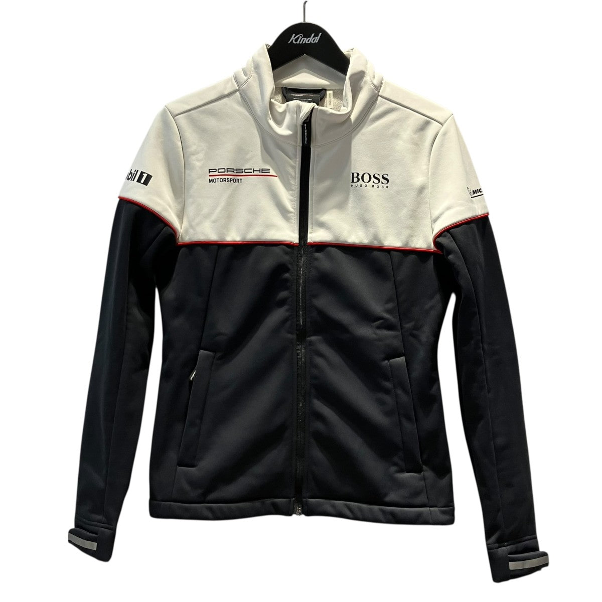 HUGO BOSS×PORSCHE ロゴプリントトラックジャケット ホワイト×ブラック