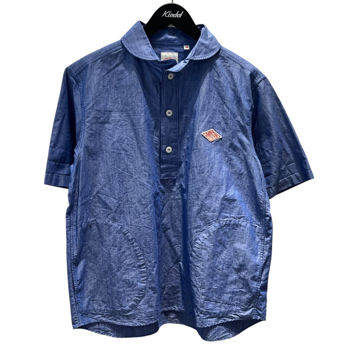 ダントン DANTON 丸襟半袖シャツ JD-3569 YOX サイズ42(L) DANTON(ダントン) 半袖シャツJD-3569 JD-3569 ブルー サイズ 40