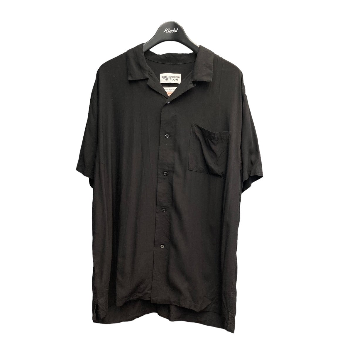 DOUBLE RAINBOUU×THESLOW 刺繍入りオープンカラーシャツ ブラック 