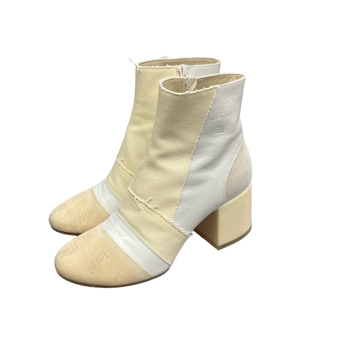 MM6 Maison Margiela(エムエムシックス メゾンマルジェラ) パッチワークショートブーツ S40WU0135 アイボリー サイズ  13｜【公式】カインドオルオンライン ブランド古着・中古通販【kindal】