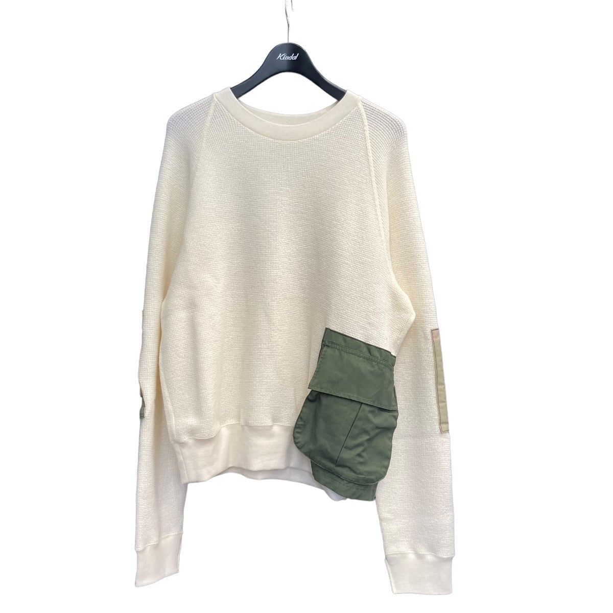 SUNSEA(サンシー) 22AWARMY PATCH THERMAL SWEATERミリタリーパッチ 