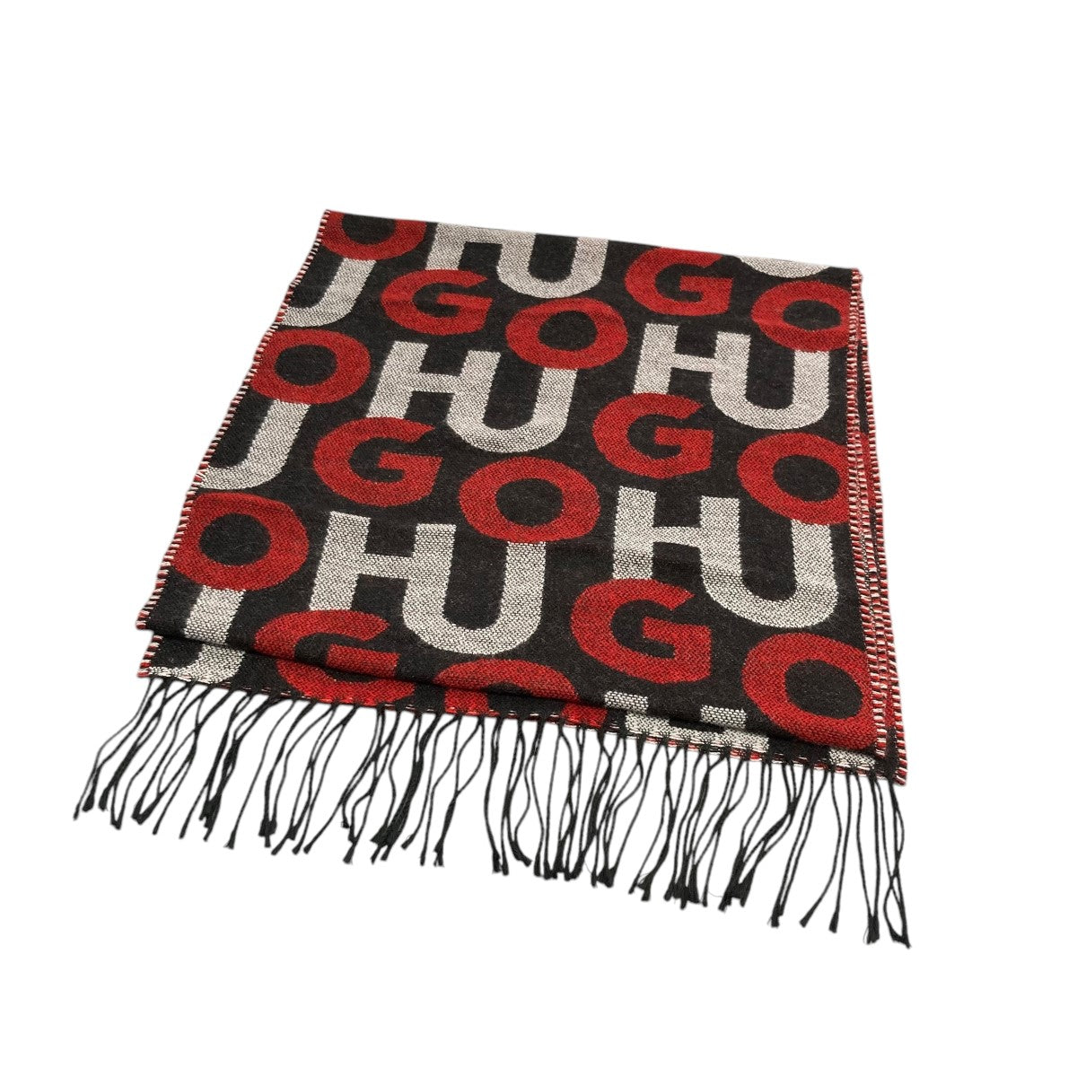 ヒューゴ・ボス マフラー HUGO BOSS ボス メンズ ニット+フリース ネイビー/レッド 30021 アウトレット 新品 新品 BOSS ボス HUGO BOSS ヒューゴボス イタリア製 大判 ロゴ