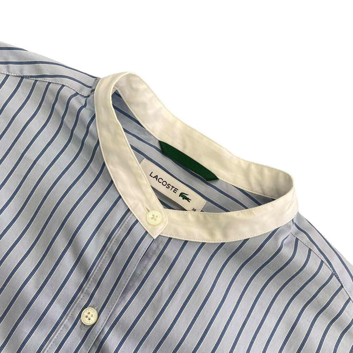 LACOSTE ストライプ柄バンドカラーシャツワンピースEF005J 古着・中古-3枚目のアイテム画像