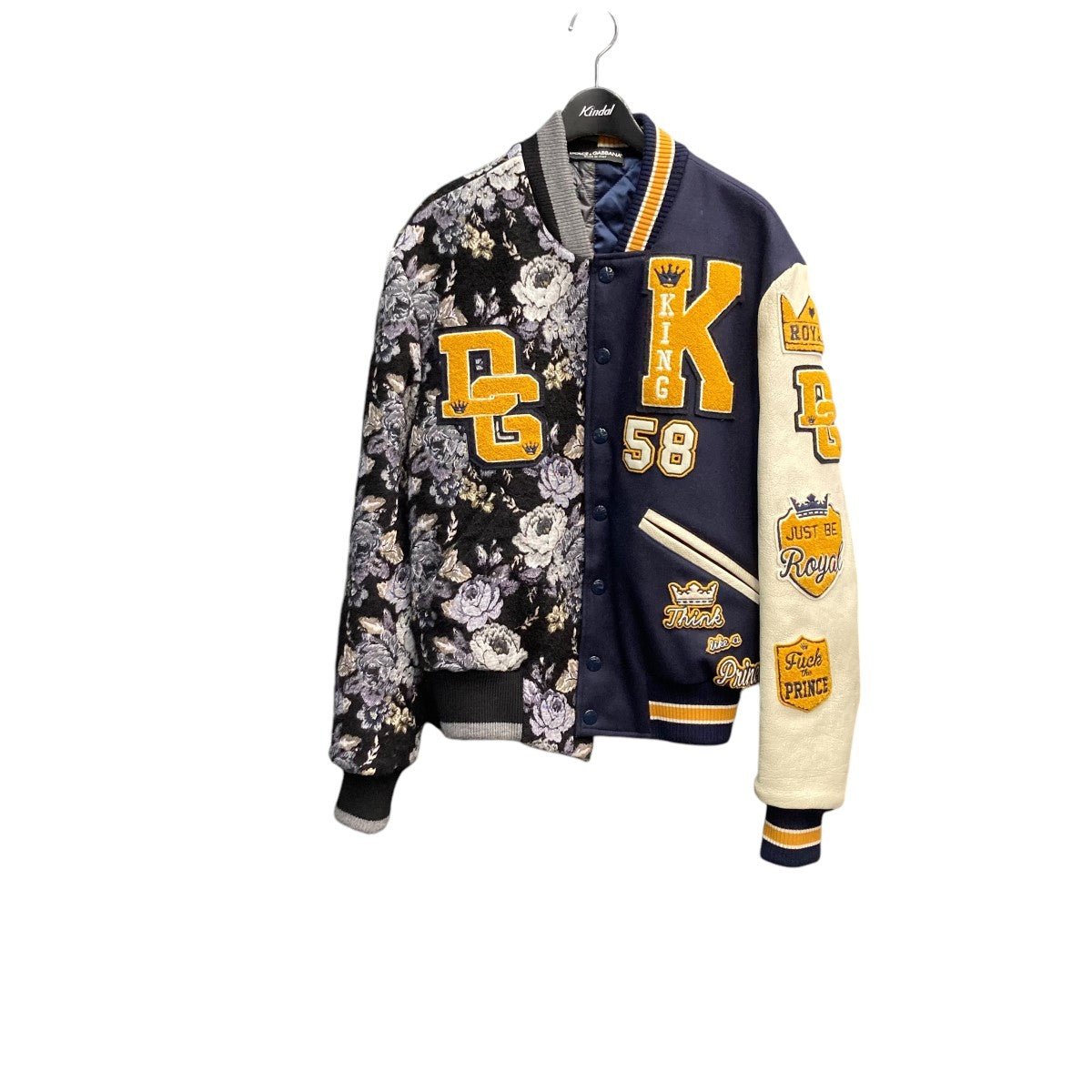 DOLCE ＆ GABBANA(ドルチェアンドガッバーナ) Dolce ＆ Gabbana Dg King Embroidered Varsity  Military JacketドッキングスタジャンG9JH9Z G9JH9Z ネイビー×イエロー×ブラック サイズ  44｜【公式】カインドオルオンライン ブランド古着・中古通販【kindal】