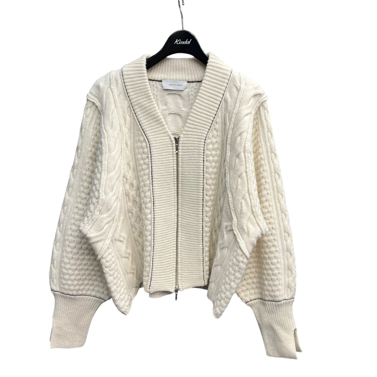 Adam et Rope(アダムエロペ) リサイクルウールケーブルZIPカーディガン