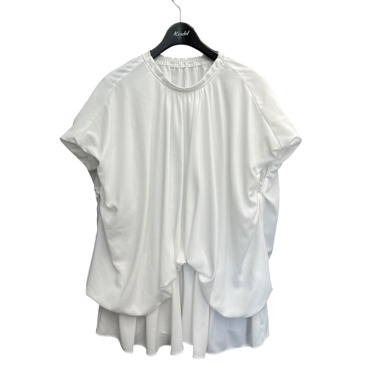 【極美品】ENFOLD WAVE SHIRRING ノースリーブ ホワイト 38 ENFOLD(エンフォルド) WAVE SHIRRING BLOUSEノースリーブブラウス