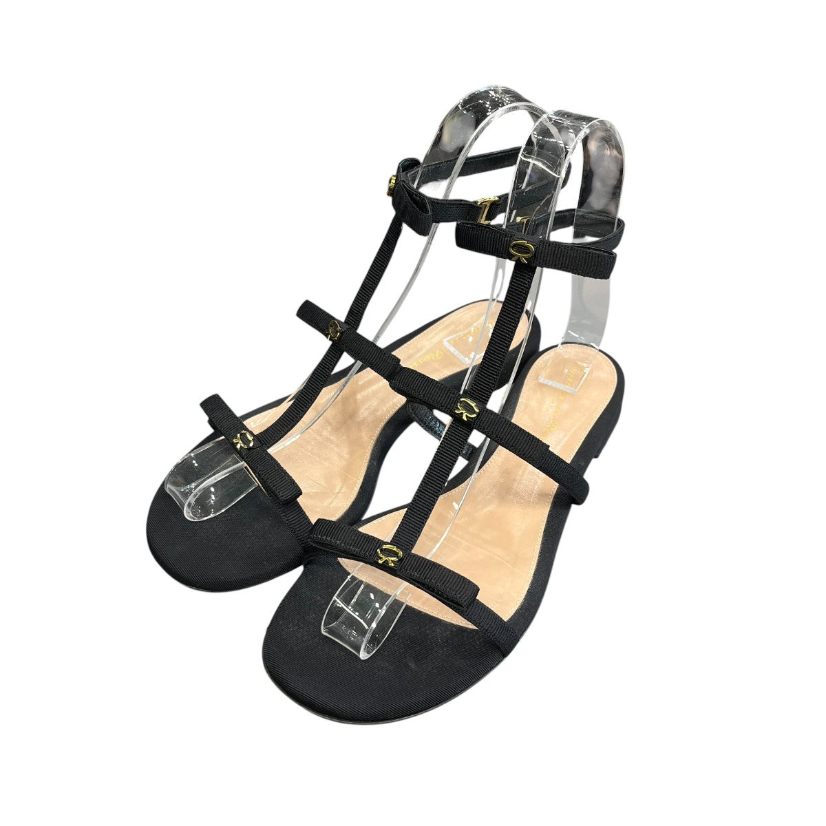 美品Gianvito Rossi サンダル　ブラック36サイズ Gianvito Rossi(ジャンヴィトロッシ) MALOU FLATサンダル ブラック