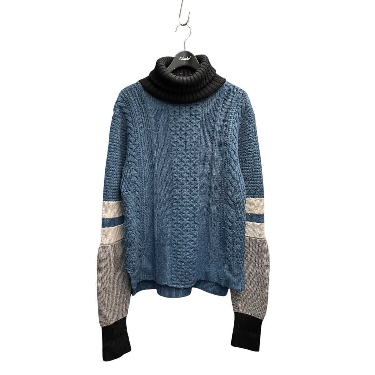 mame kurogouchi マメ　クロシェ　ニットセーター　ブルー　プリーツ mame kurogouchi(マメクロゴウチ) タートルネックニットMM14AW-KN046