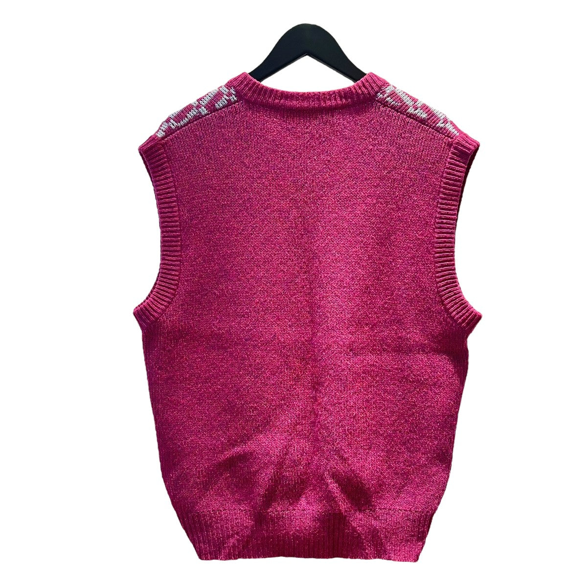 ジャガードチェックニットVネックニットベストCVMG0078Q0 UFH921