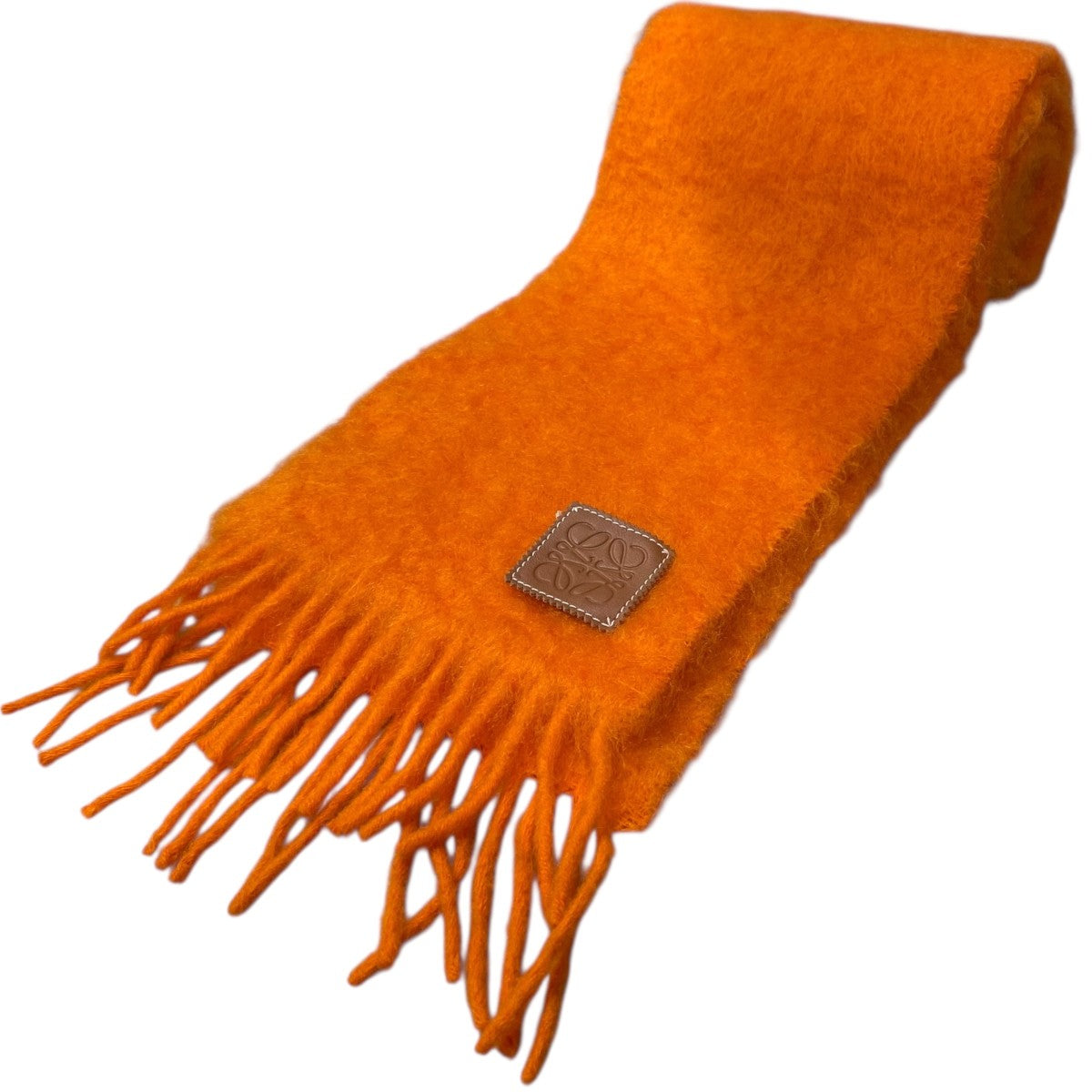 レザーロゴパッチ付モヘアウールブレンドマフラー