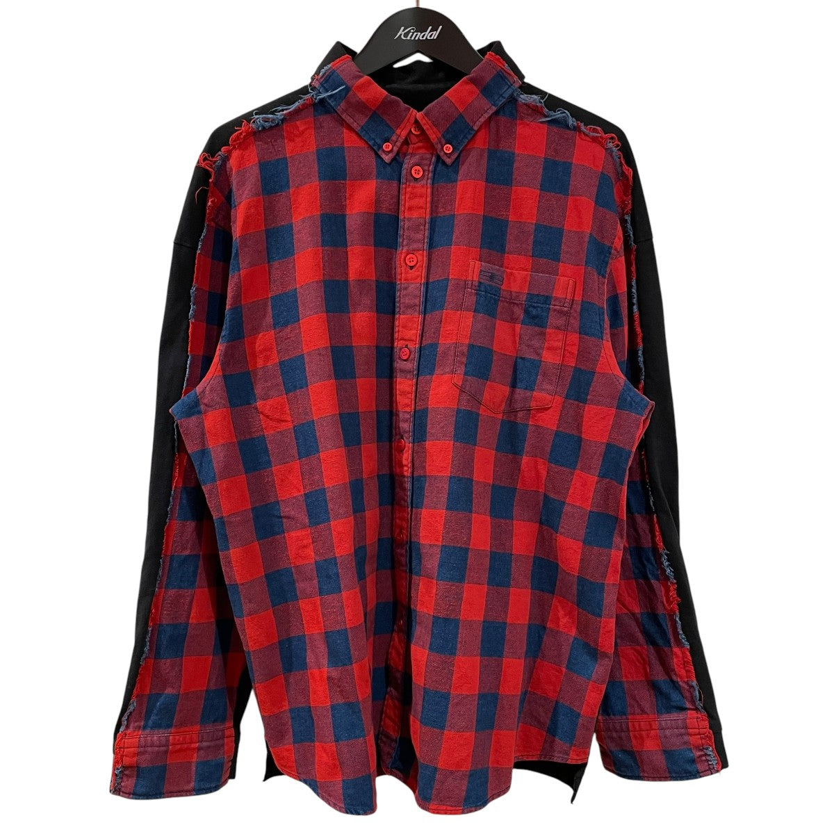 BALENCIAGA チェックシャツ バックロゴ ビッグシルエット レッド BALENCIAGA チェックシャツ バックロゴ ビッグシルエット レッド