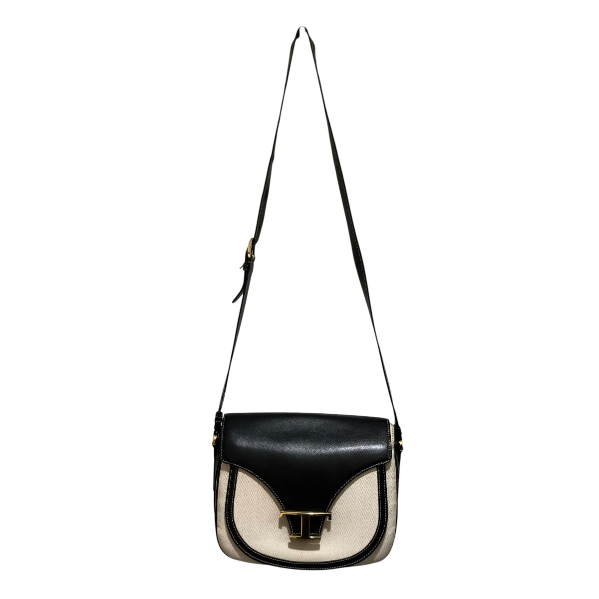 TOD'S(トッズ) Tタイムレスレザーキャンバスショルダーバッグ TOD'S(トッズ) Tタイムレスレザーキャンバスショルダーバッグ