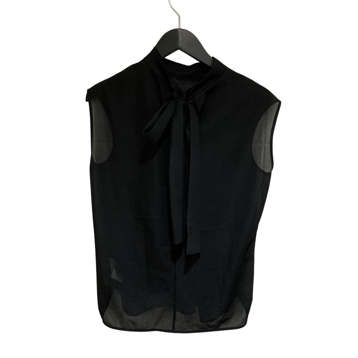 ボウタイシアーカットトップスノースリーブブラウス1523312214