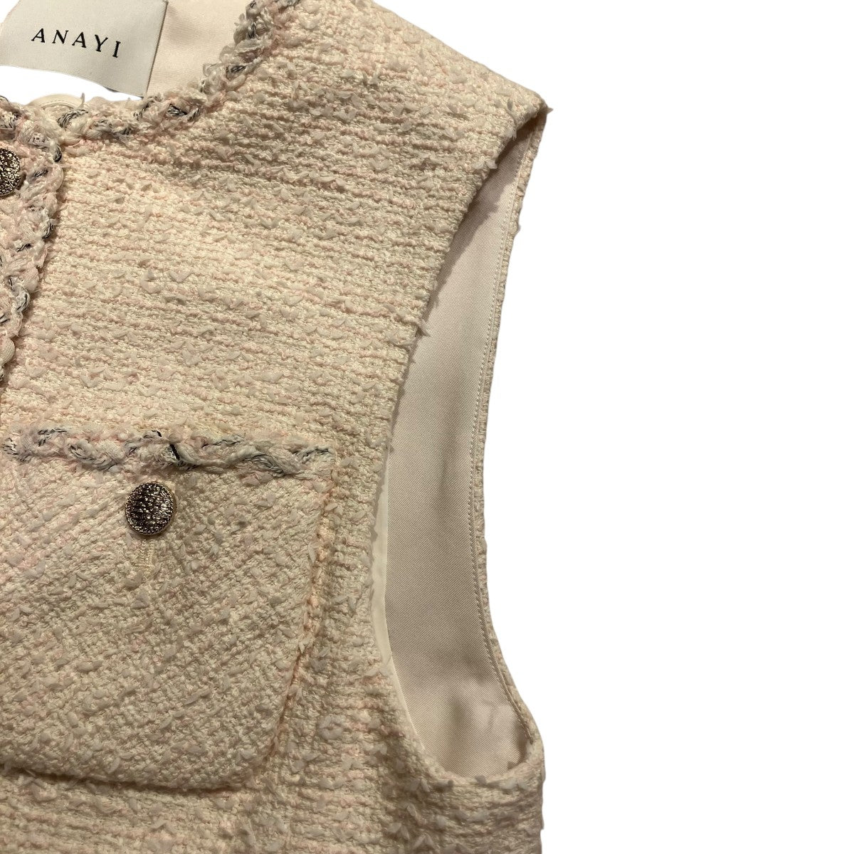 ANAYI フラッフィーツイード4ポケットジレジレ102411-10-200-41-380 古着・中古-4枚目のアイテム画像