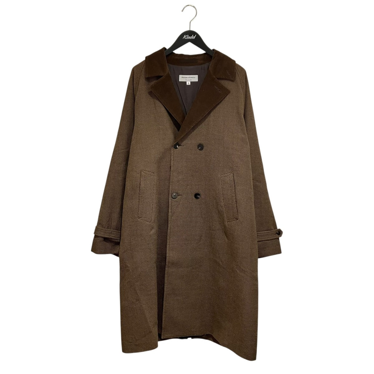 masao shimizu/マサオシミズ フラップダブルコート ロングコート メンズ ダブル 無地 ウール 秋 冬 masao shimizu(マサオシミズ) コート ブラウン サイズ 3｜【公式