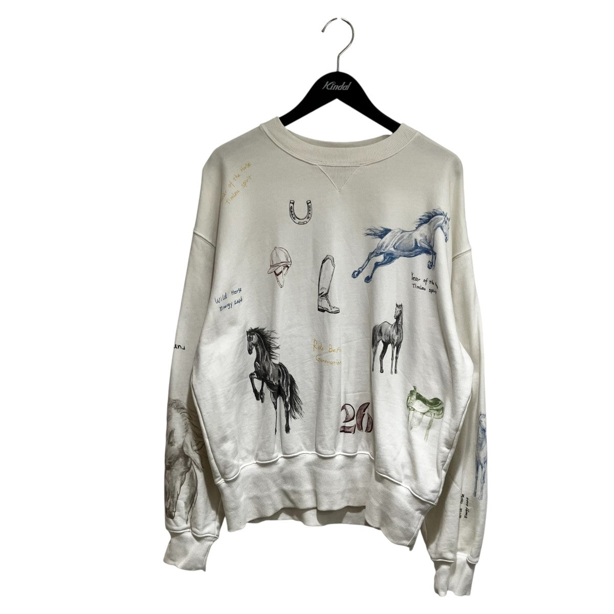MAISON SPECIAL ドローイングホーススウェット　ホワイト　長袖 MAISON SPECIAL(メゾンスペシャル) Drawing Horse Sweatshirt長袖