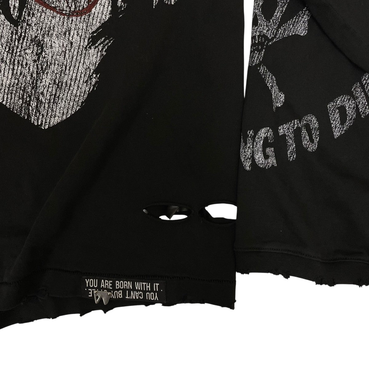 SKELETON BROKEN HOLE T-SHIRTダメージ加工ロングスリーブカットソー