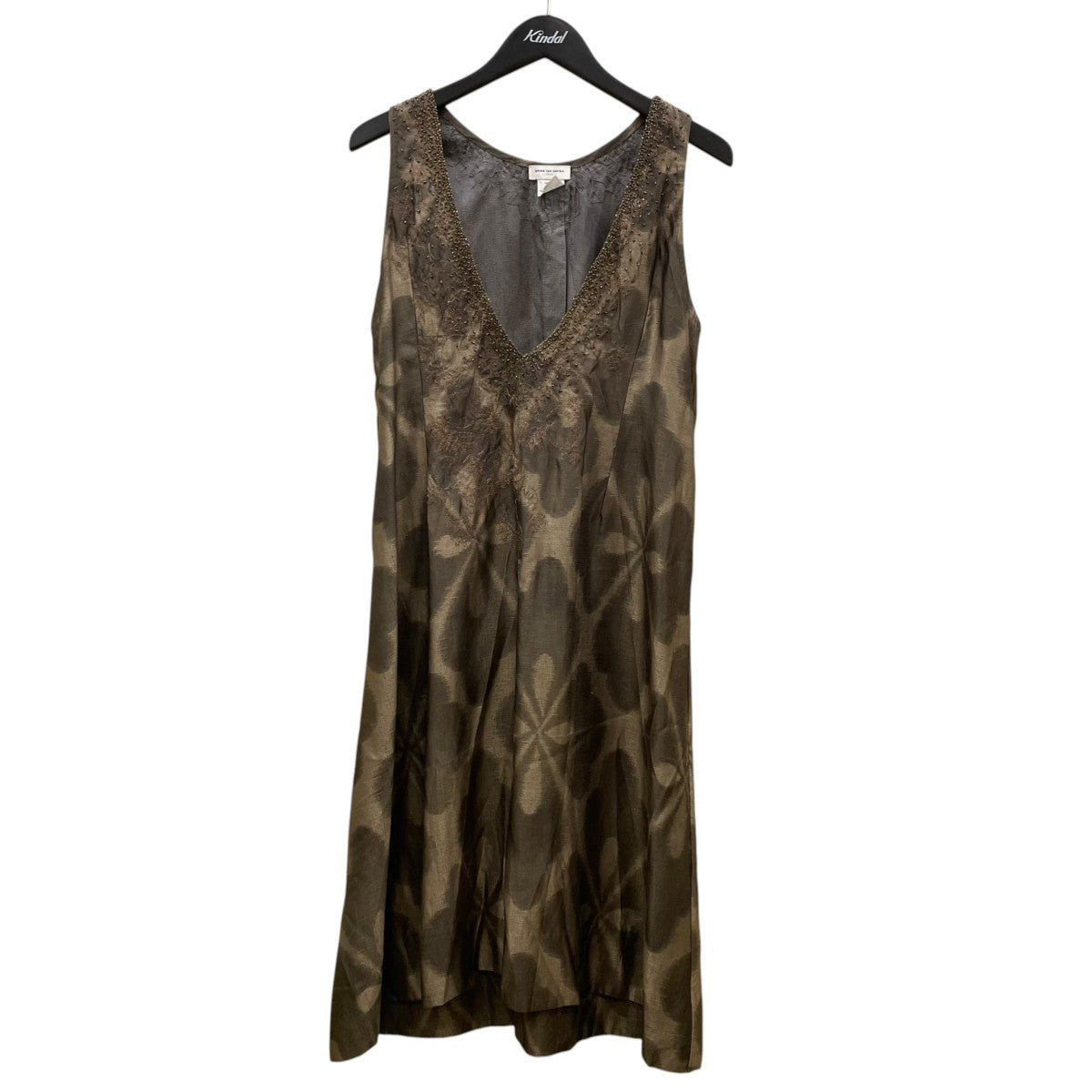 24404✨ドリスヴァンノッテン カシミヤ シルク ノースリーブワンピース DRIES VAN NOTEN(ドリスヴァンノッテン) ゴールドビーズ 装飾 シルク