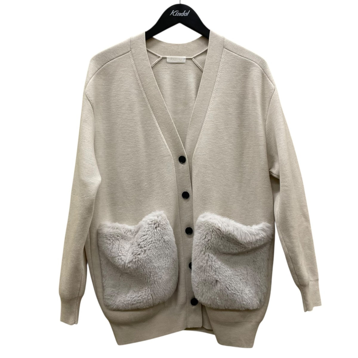 ballsey ウールポリエステルミラノリブ ファーポケットカーディガン BALLSEY(ボールジー) ウールポリエステルミラノリブ ファーポケット