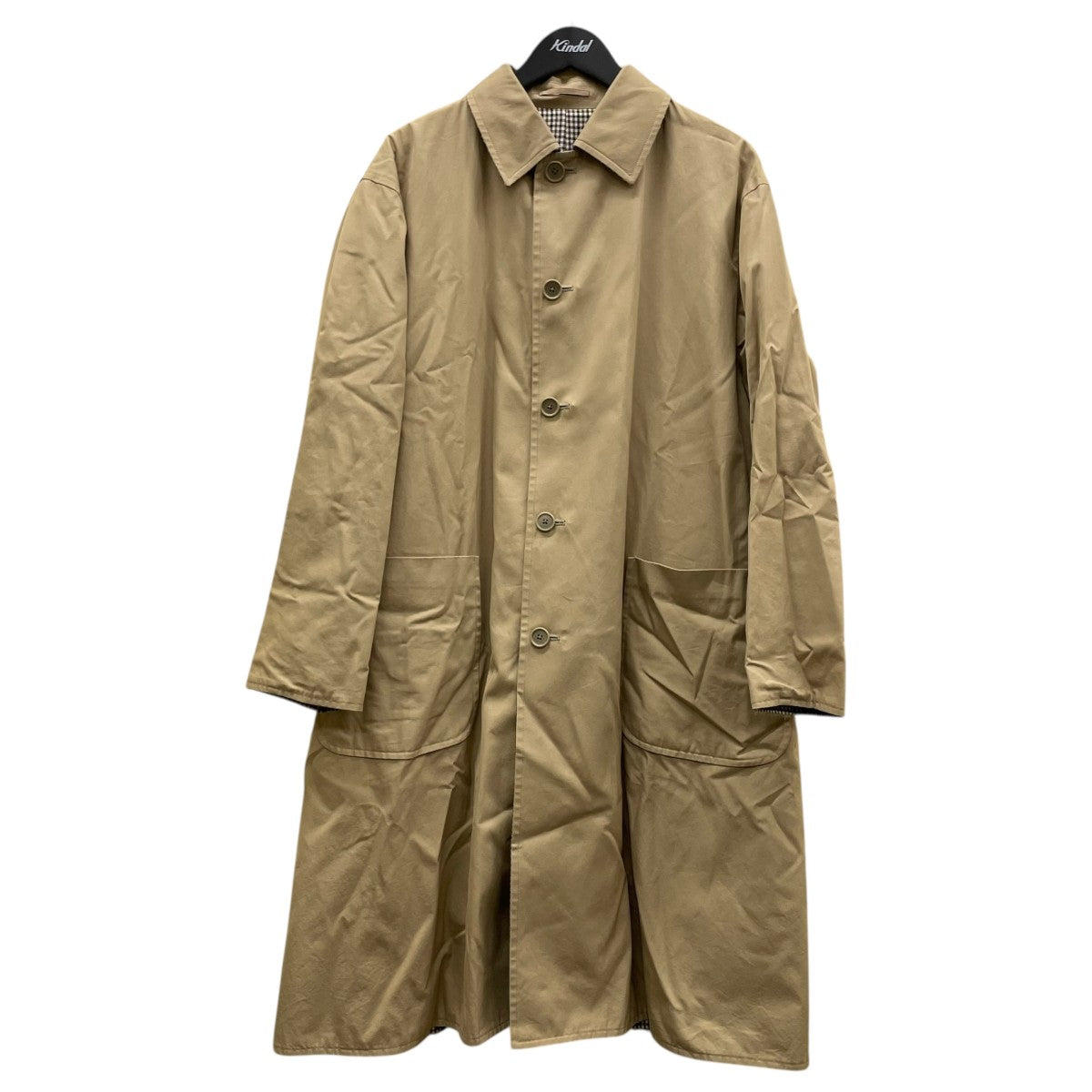 Adam et Rope(アダムエロペ) 裏地チェック柄 ステンカラーコート