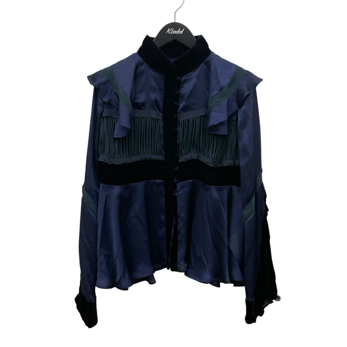 sacai(サカイ) ベロア サテン ドッキング長袖ブラウス18-04049 18