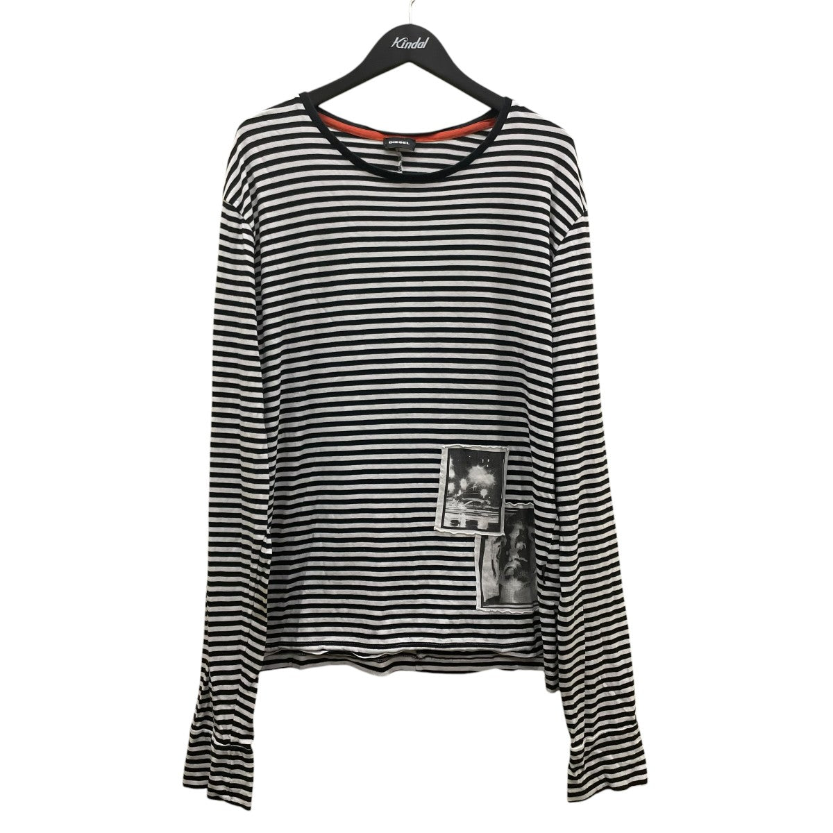 ボーダー コットン ロングスリーブカットソー 長袖Tシャツ