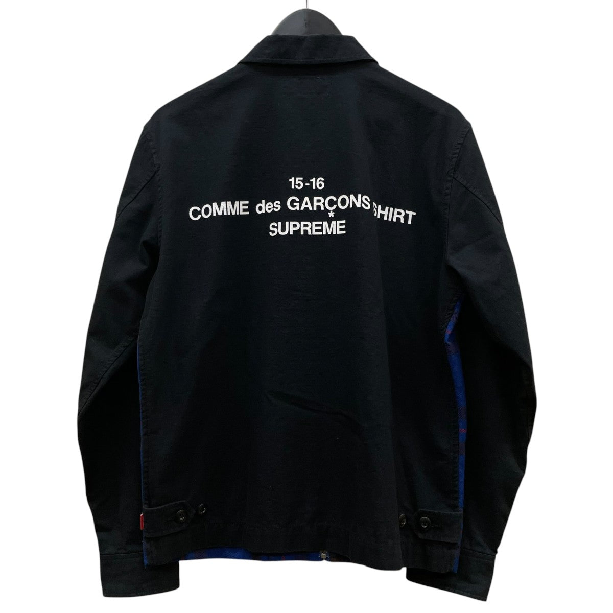 15AWWork Jacket ワークジャケットバックロゴプリント 切替デザイン チェック柄 ジップシャツジャケット