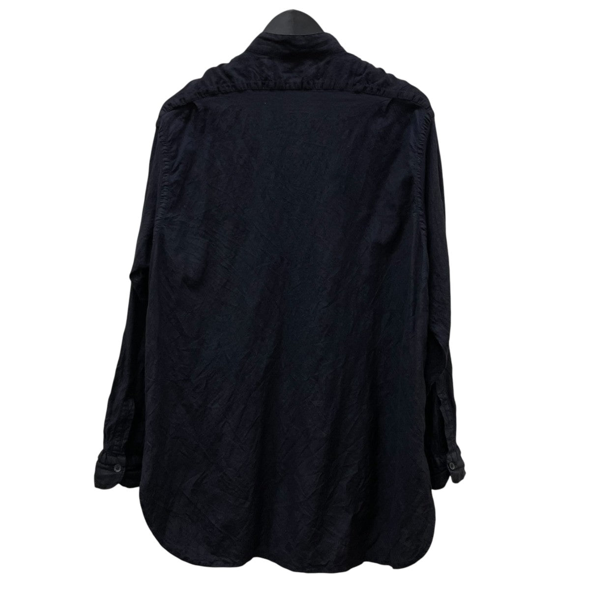 24SSWOOL SILK PULLOVER SHIRT無地 ウール コットン バンドカラー 長袖シャツZ01-02009