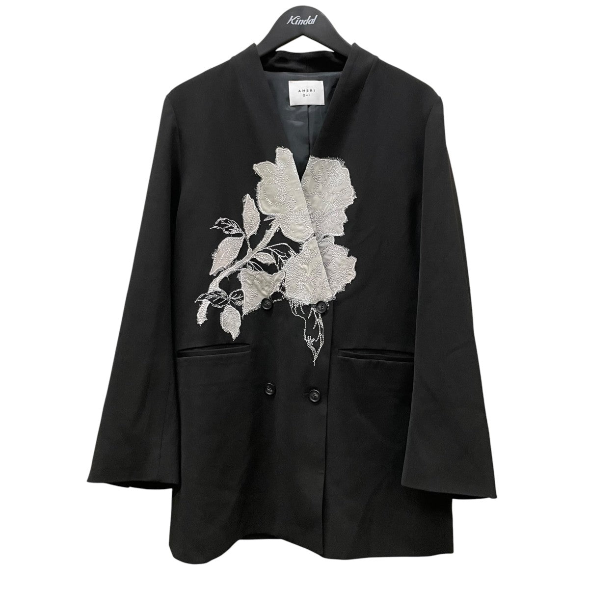 AMERI ROSE EMBROIDERY JACKET M 値下げ不可 AMERI(アメリ) ROSE EMBROIDERY JACKETノーカラージャケット