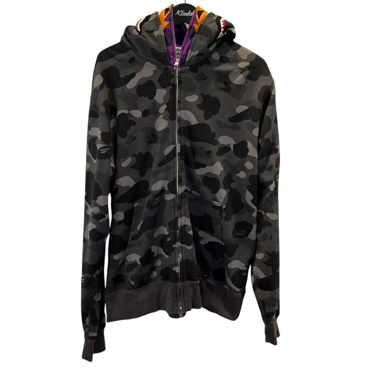 A BATHING APE 迷彩CAMO SHARK WIDE FULL ZIP DOUBLE HOODIE001ZPH201015X 古着・中古-1枚目のアイテム画像