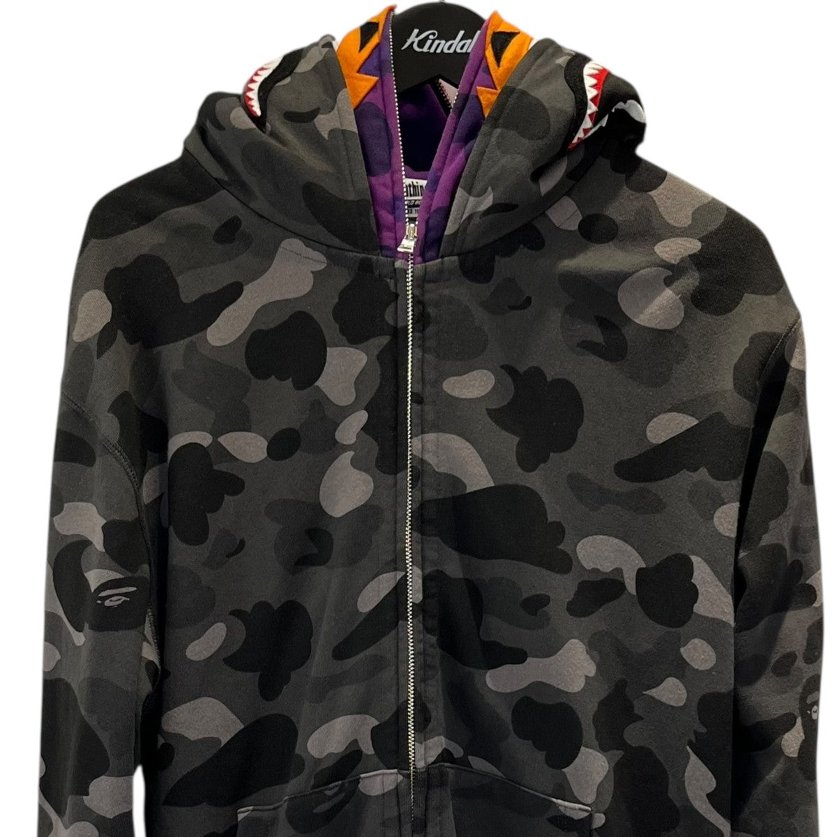 A BATHING APE 迷彩CAMO SHARK WIDE FULL ZIP DOUBLE HOODIE001ZPH201015X 古着・中古-3枚目のアイテム画像