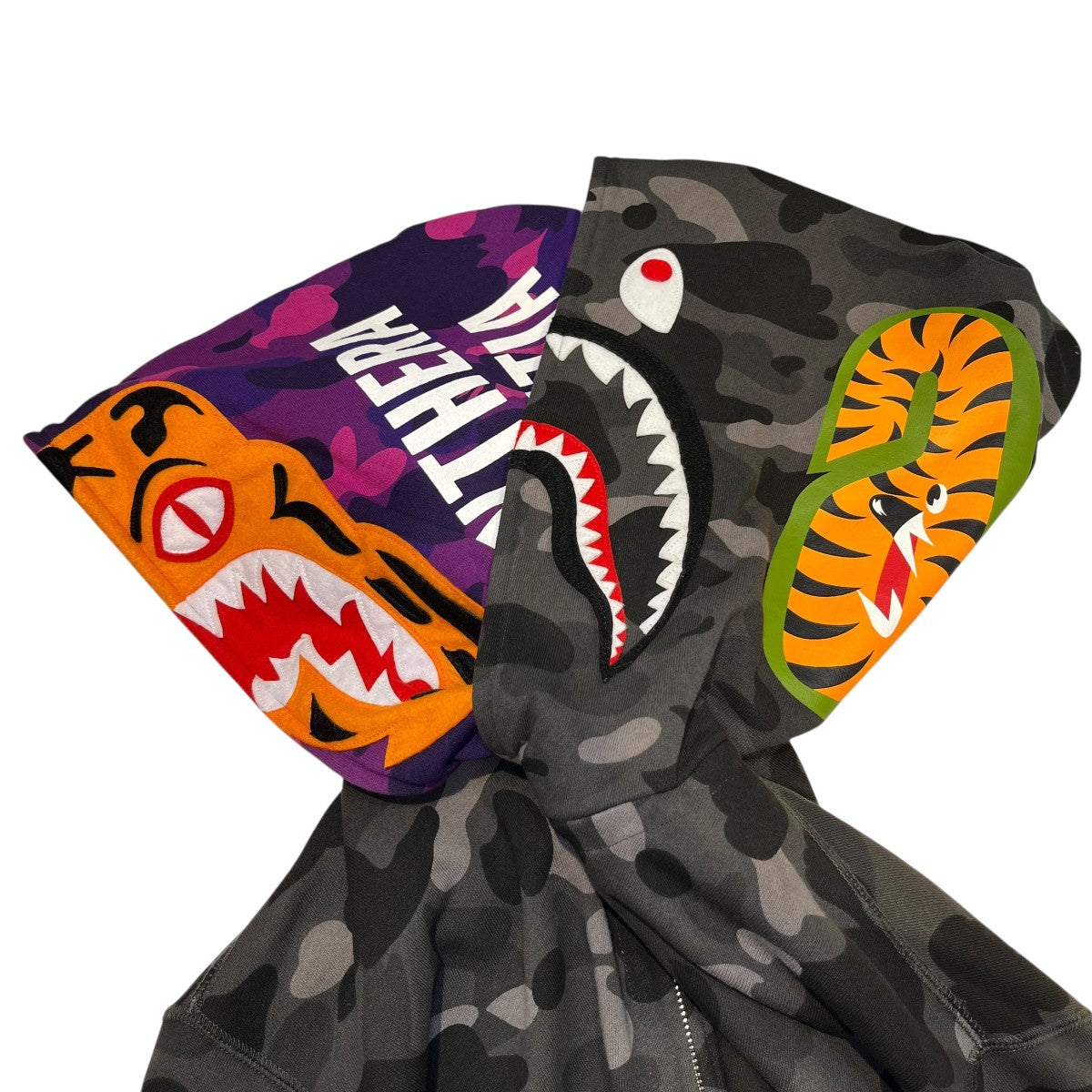 A BATHING APE 迷彩CAMO SHARK WIDE FULL ZIP DOUBLE HOODIE001ZPH201015X 古着・中古-5枚目のアイテム画像