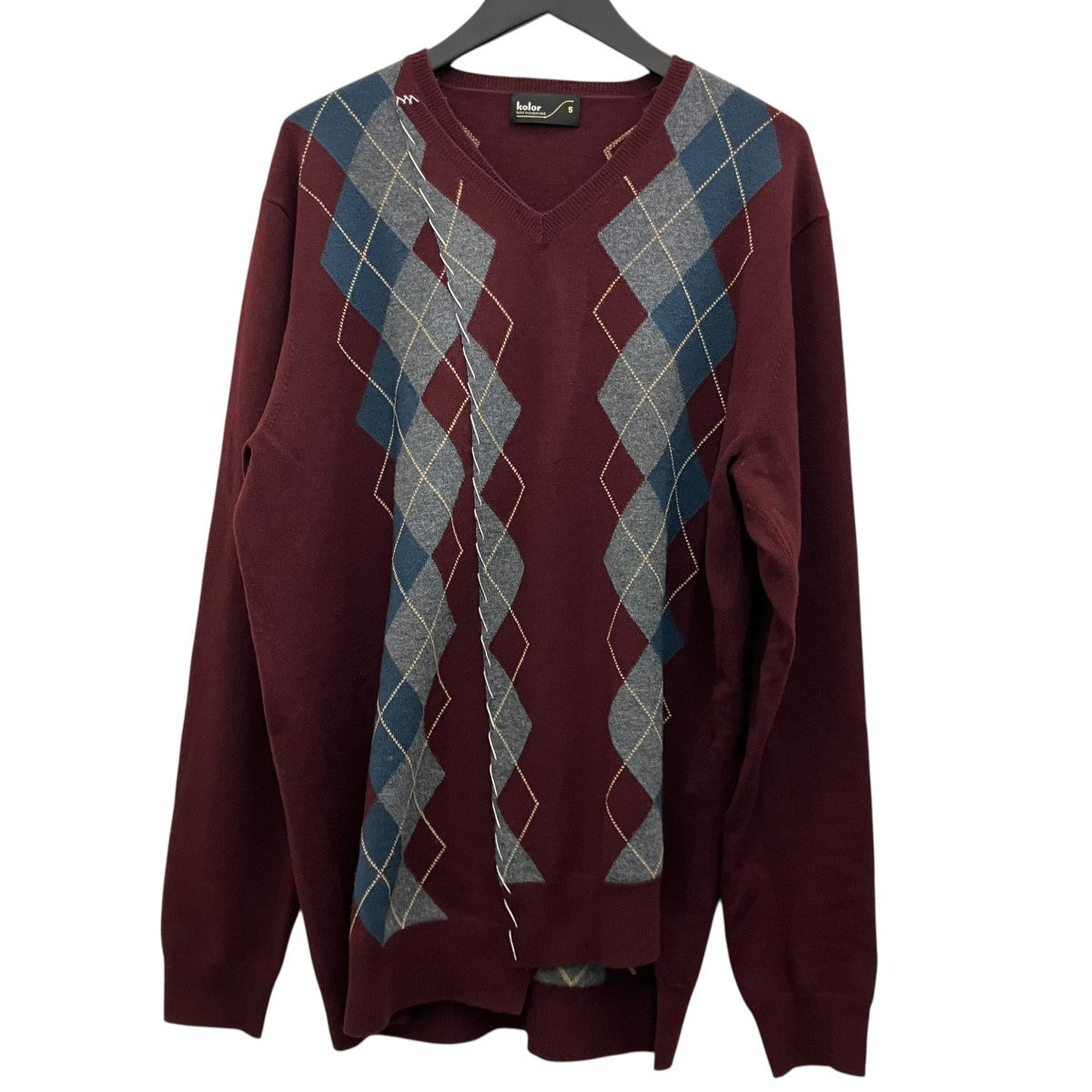 kolor 25AW 25WCM-N10308 アーガイルニット 5 KOLOR(カラー) 25AWアーガイルニット25WCM-N10308 25WCM-N10308 レッド