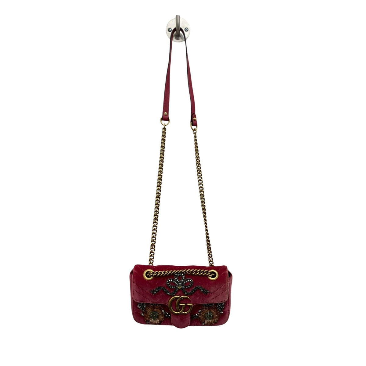 GUCCI(グッチ) GGマーモントストーン装飾チェーンショルダーバッグ 