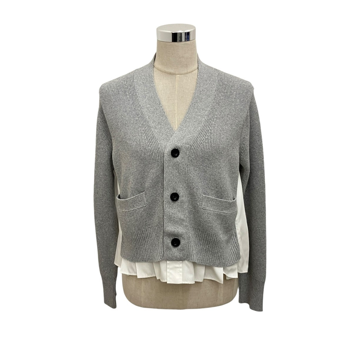 sacai ドッキングカーディガン　サイズ1 sacai(サカイ) 【COTTON POPLIN x COTTON KNIT CARDIGAN】ドッキング
