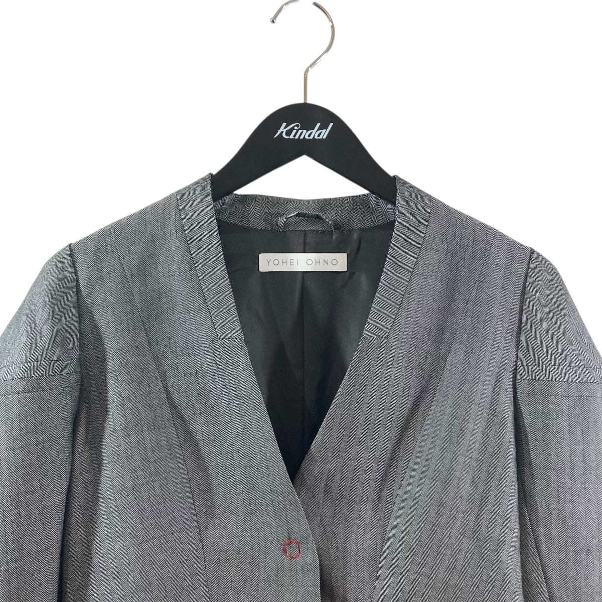 TEL AVIV SHORT JACKETヘリンボーンノーカラージャケット