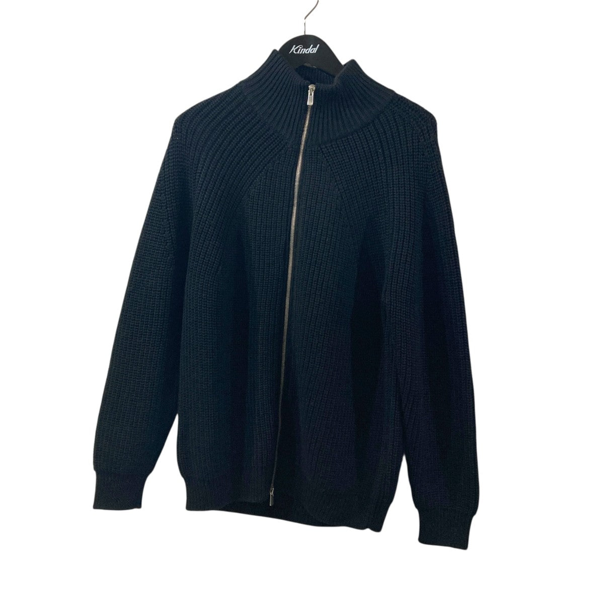 【美品、リネン混】バトナー コットン ニットジャケット ネイビー サイズ4 BATONER(バトナー) SIGNATURE DRIVERS KNITニットジャケットBN-25FM