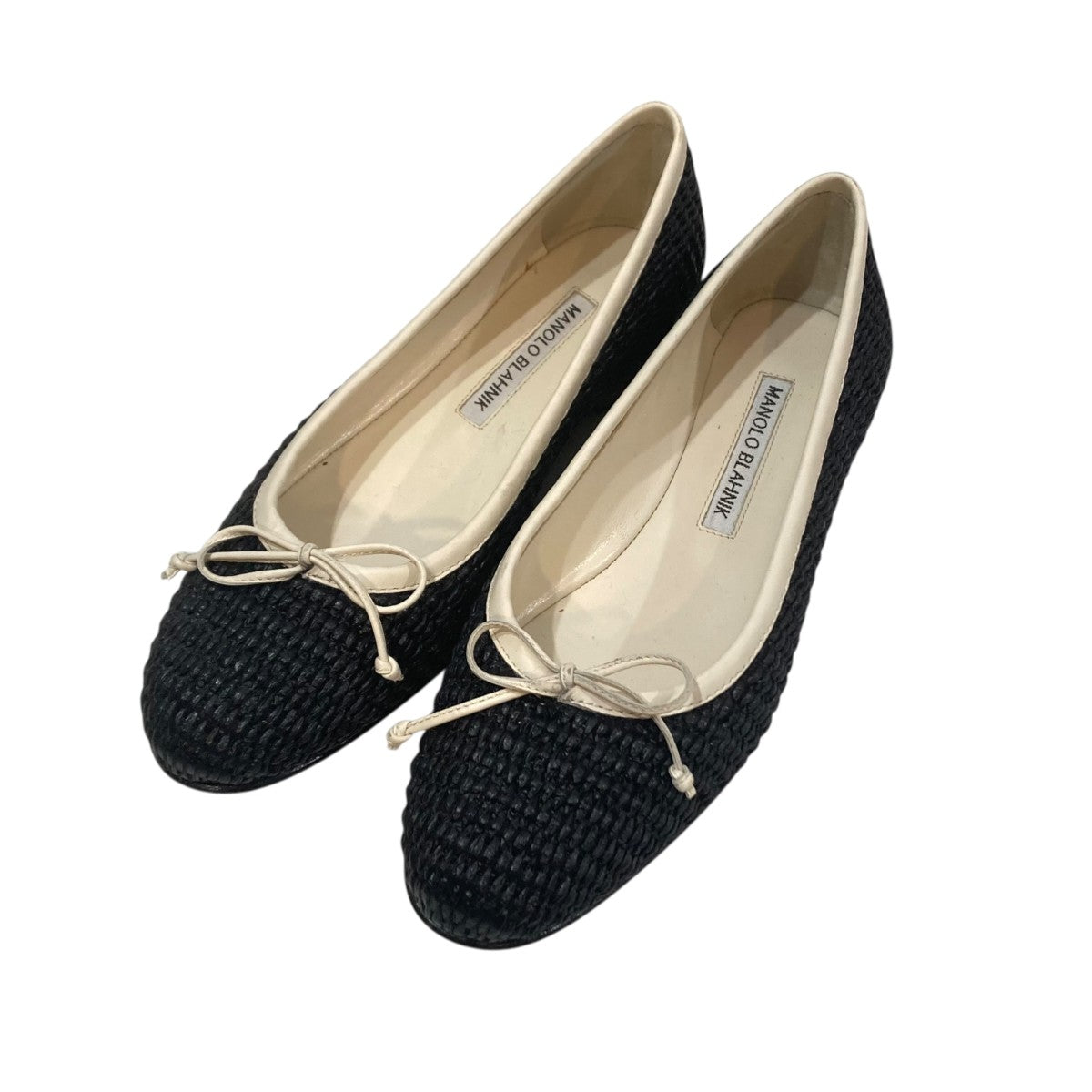 Manolo Blahnik(マノロブラニク) ラフィアフラットバレエパンプス
