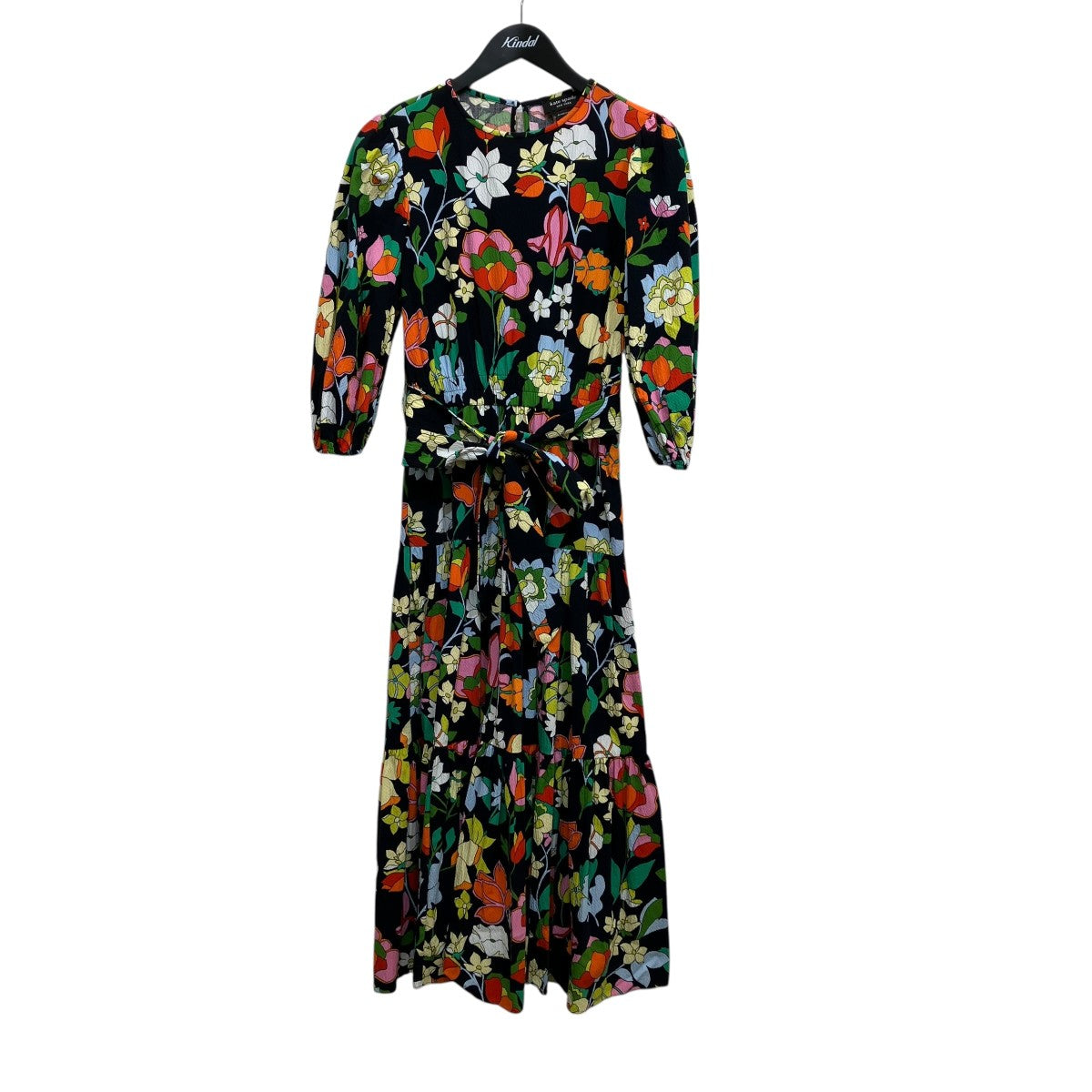 Floral Print Flared Dress長袖ワンピース