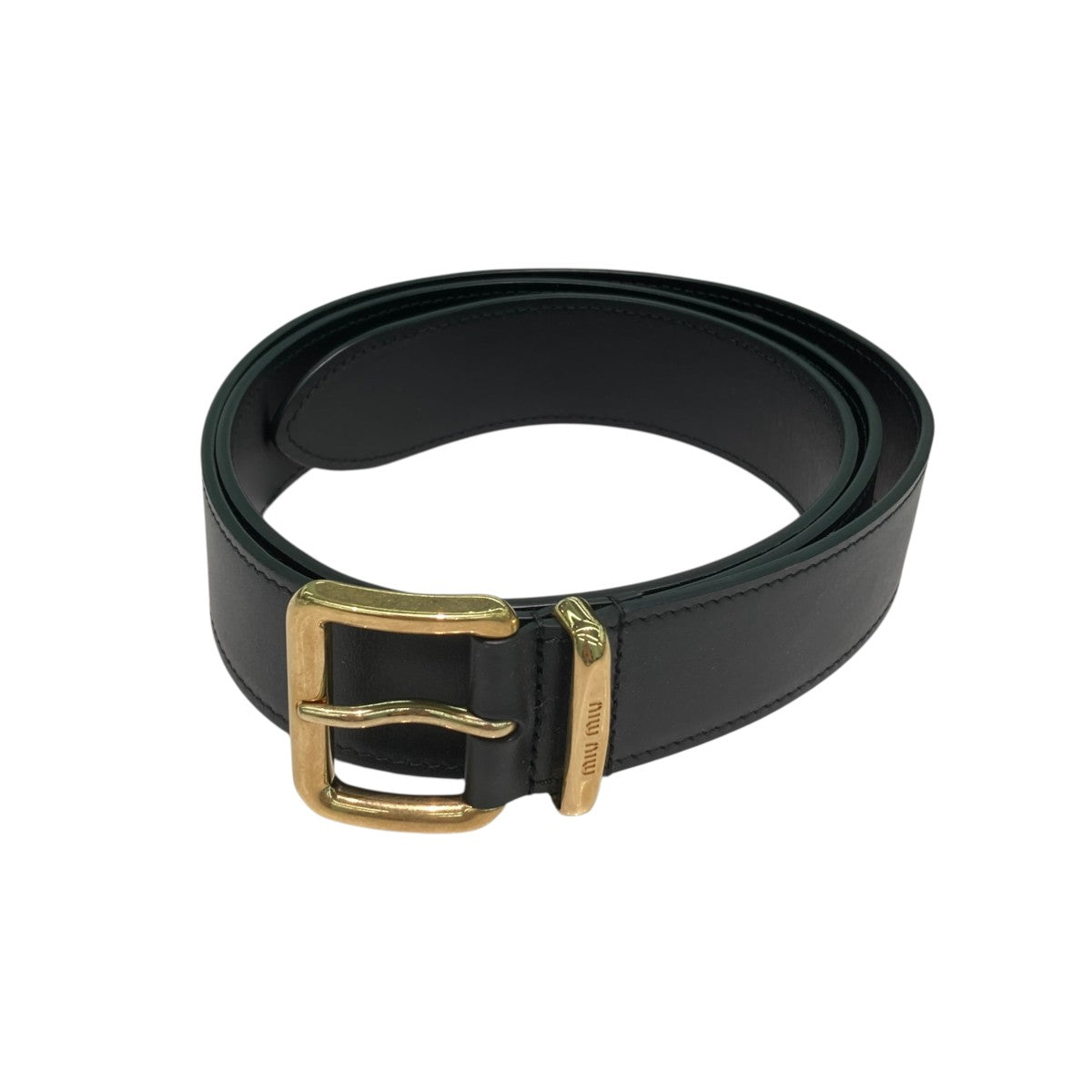【新品、未使用】Miu Miu ミュウミュウ　レザーベルト MIU MIU(ミュウミュウ) レザーベルト5CC536 5CC536 ブラック×ゴールド