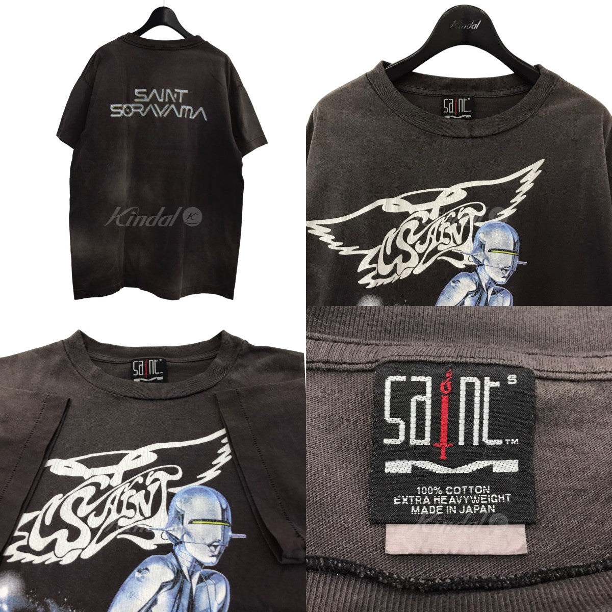 SAINT MICHAEL(セントマイケル) 22SS ×空山基 ヴィンテージ加工セクシーロボットプリントTシャツ