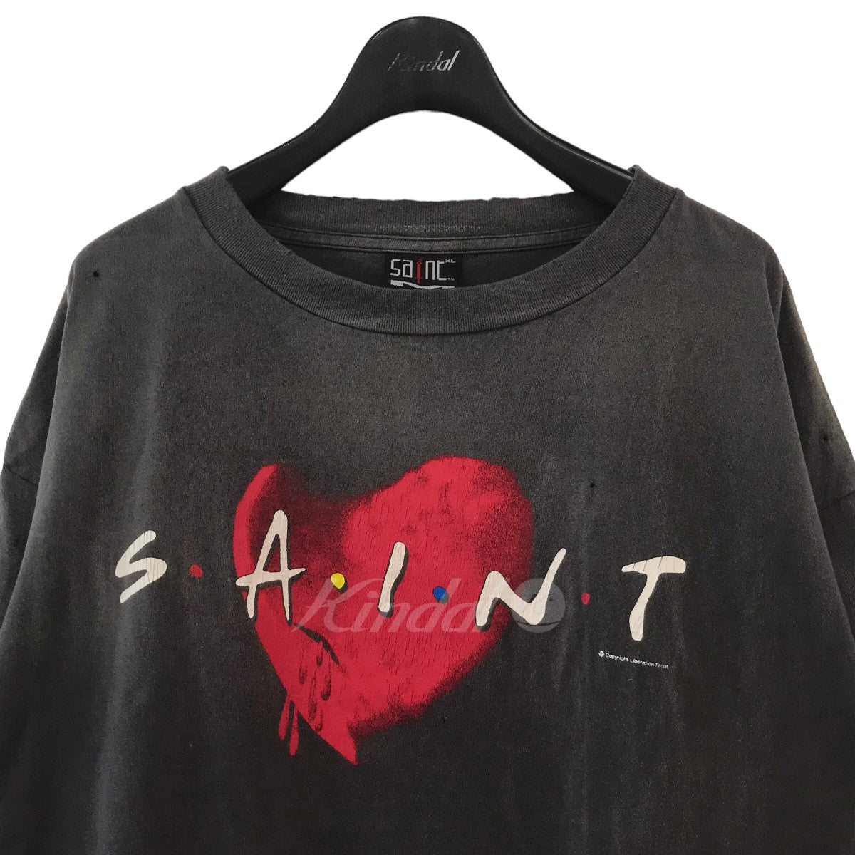 SAINT MICHAEL(セントマイケル) 22AW ｢HEART SS TEE｣ ヴィンテージ加工ハートプリントTシャツ