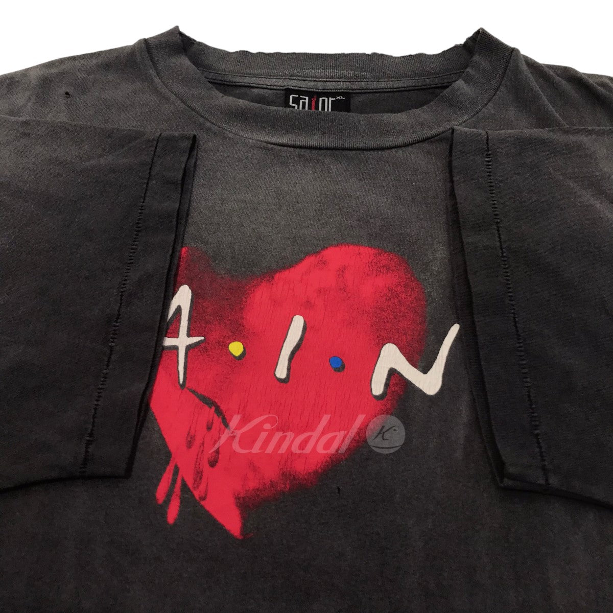 SAINT MICHAEL(セントマイケル) 22AW ｢HEART SS TEE｣ ヴィンテージ加工ハートプリントTシャツ