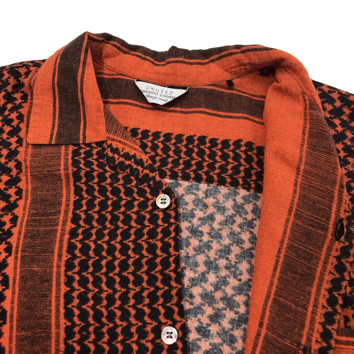 UNUSED(アンユーズド) Afghan print shirtレーヨンアフガン柄半袖シャツUS1623