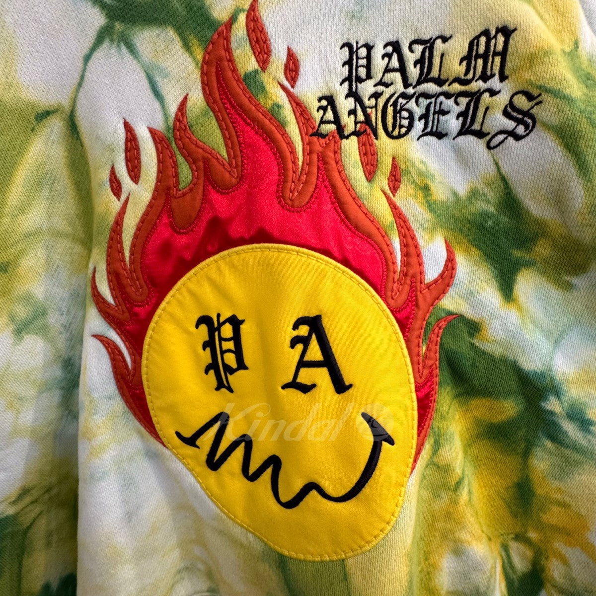 Palm Angels(パーム エンジェルス) 21SS 「Burning Head Hoodie」 ワッペン付きタイダイ染めパーカー  PMBB098R21FLE003 グリーン サイズ 16｜【公式】カインドオルオンライン ブランド古着・中古通販【kindal】