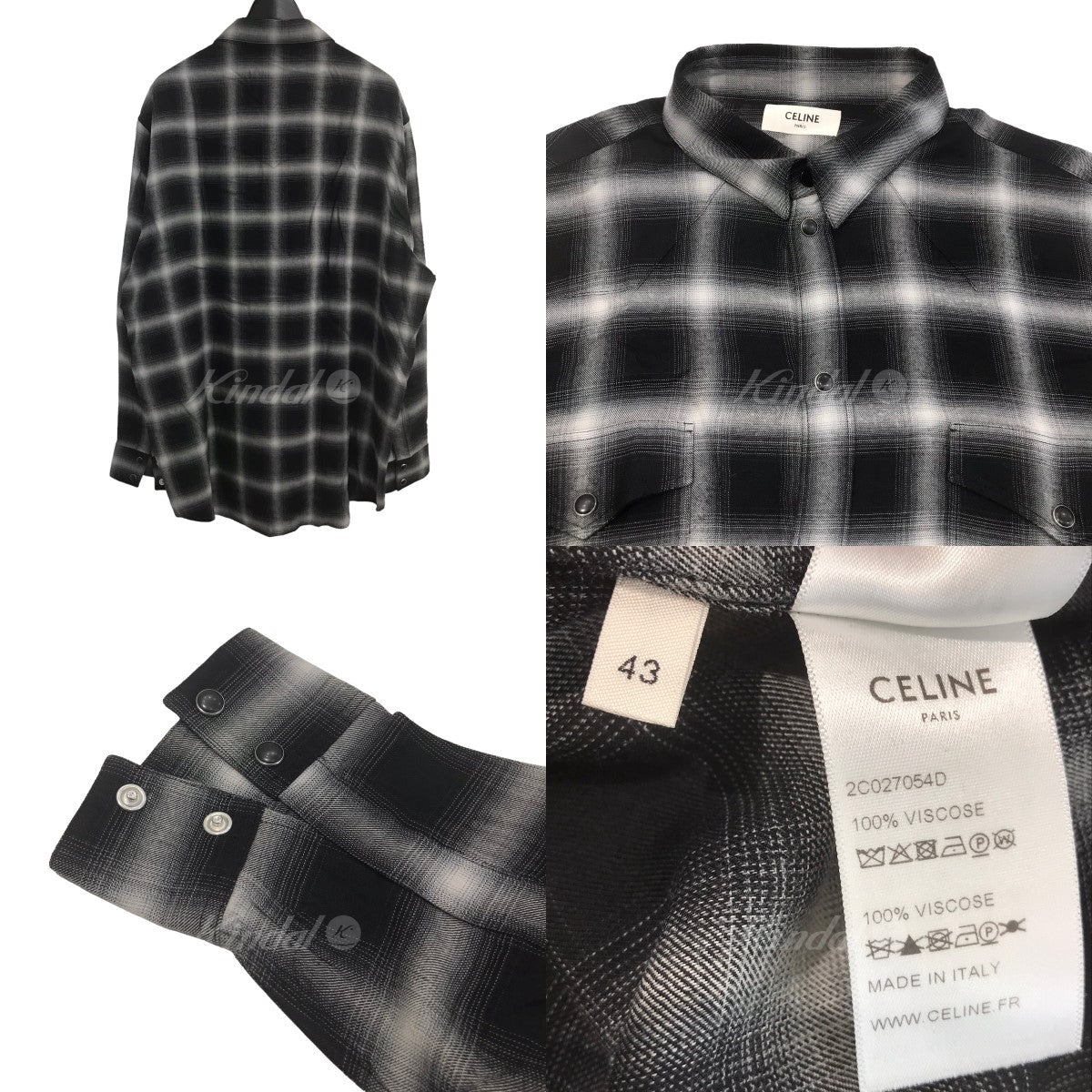 19SS Celine オンブレ ウェスタンチェックシャツ ウェスタンシャツセリーヌ直営店購入品
