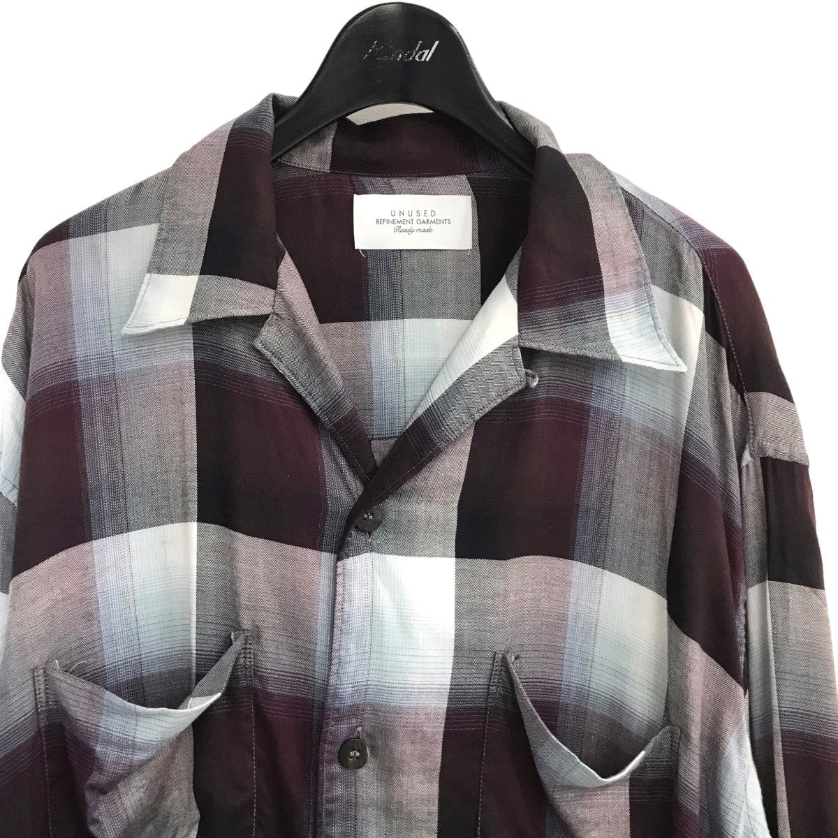 SUGARHILL×UNUSED(シュガーヒル×アンユーズド) 2022SS「Ombre check open collar  shirt」レーヨンオンブレシャツUS2146