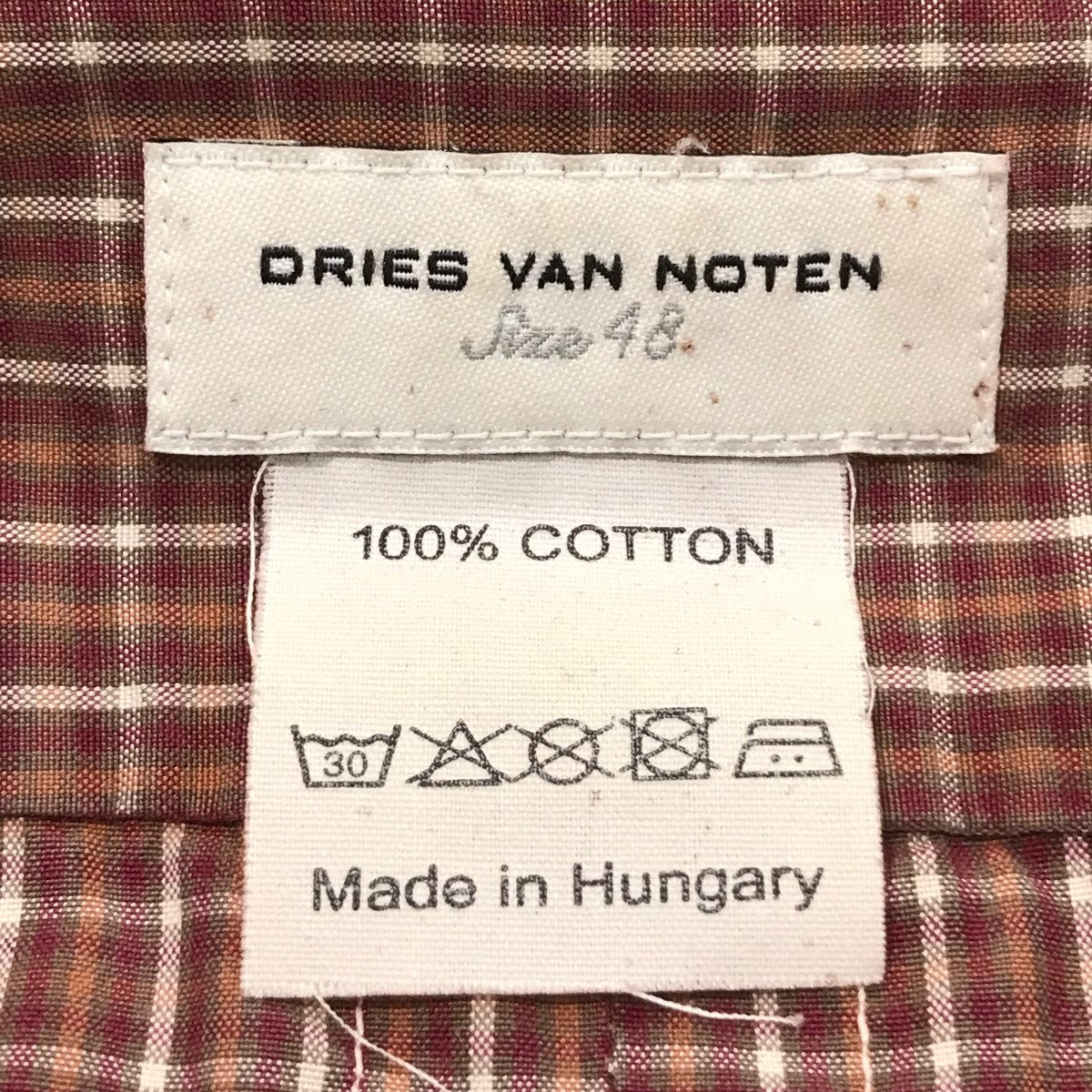 DRIES VAN NOTEN(ドリスヴァンノッテン) チェック柄フラッグ刺繍ワッペンチェックシャツ