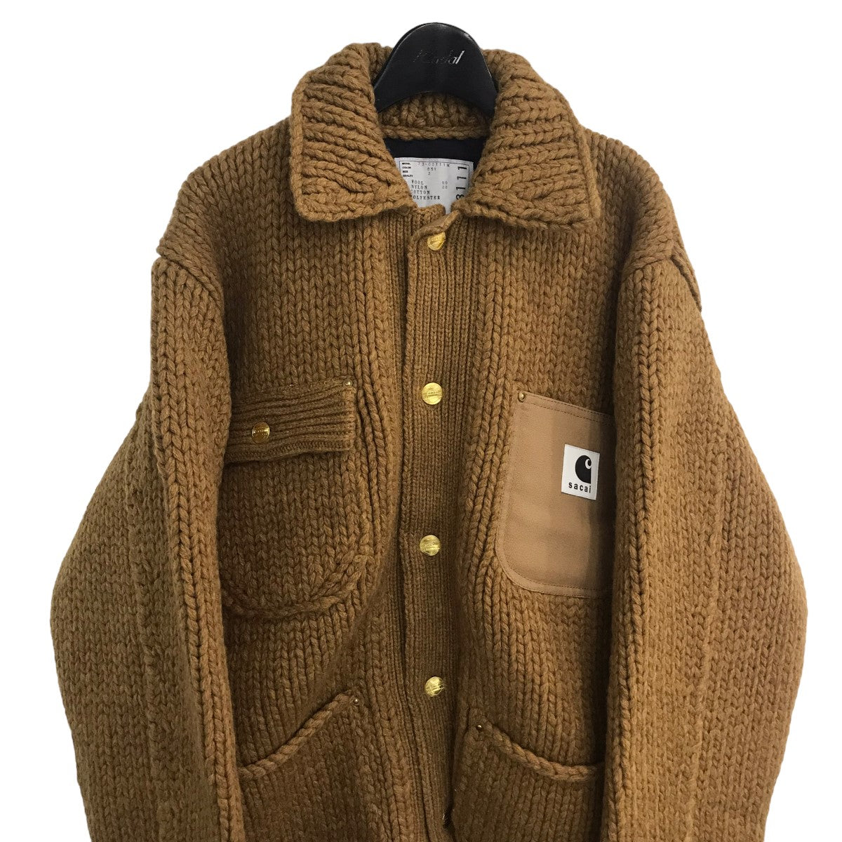 sacai×CARHARTT WIP 23AWKnit Jacket Michiganニットジャケット23-03111M 23-03111M ブラウン  サイズ 2｜【公式】カインドオルオンライン ブランド古着・中古通販【kindal】